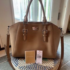 Michael Kors Ciara Dk Khaki Lg Saffiano Leather Satchel